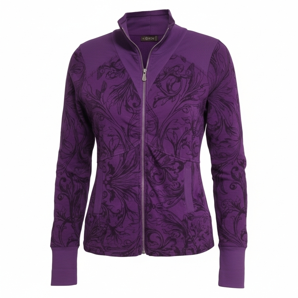 XCVI Dark Purple Floral-Print Bomber Jacket